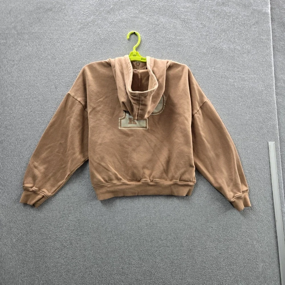 PINK Victoria's Secret Women Hoodie‎ L Brown Fleece Logo Campus Zipper